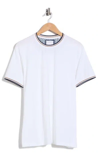 Denim And Flower Tipped Knit T-shirt In White