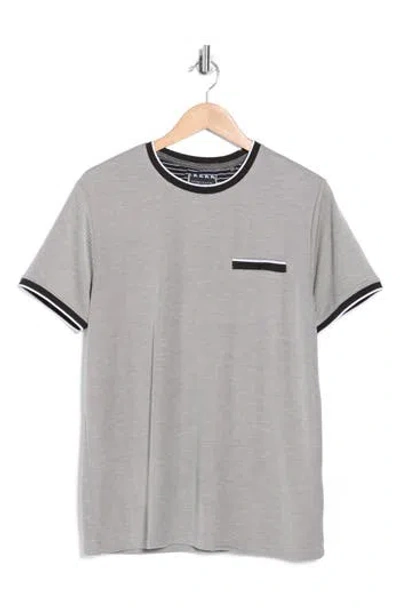 Denim And Flower Tipped Pocket T-shirt In Gray