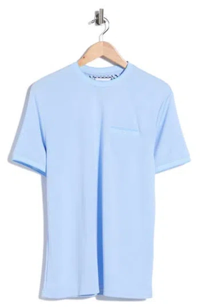 Denim And Flower Tipped Pocket T-shirt In Blue