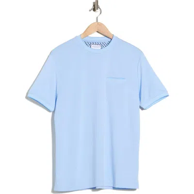 Denim And Flower Tipped Pocket T-shirt In Blue