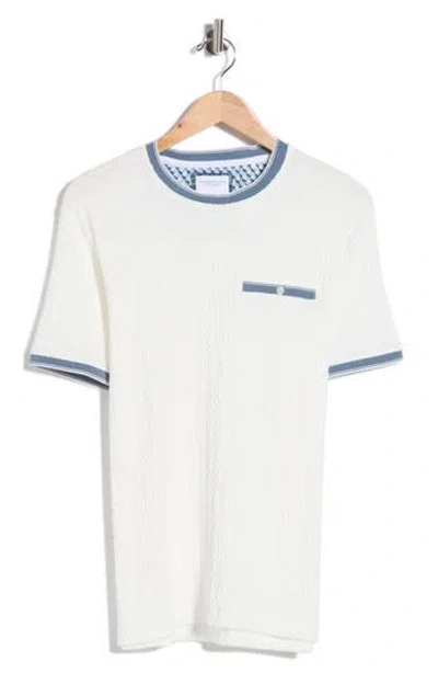 Denim And Flower Tipped Pocket T-shirt In White