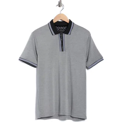 Denim And Flower Tipped Quarter Zip Knit Polo In Gray