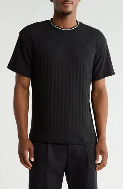 Denim And Flower Tipped Stretch Cotton T-shirt In Black