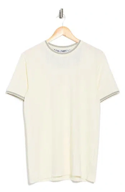 Denim And Flower Tipped Textured Crewneck T-shirt In Neutral