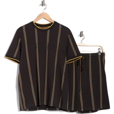 Denim And Flower Venezia T-shirt & Short Set In Brown