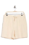 Denim And Flower Textured Cotton Pull-on Shorts