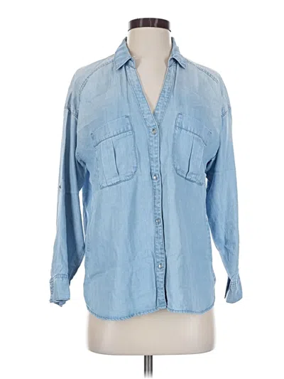 Pre-owned Denim Co 3/4 Sleeve Button Down Shirt In Blue