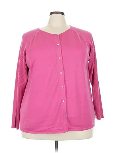 Pre-owned Denim Co Cardigan Sweater In Pink