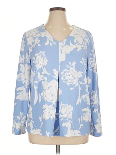 Pre-owned Denim + Company Long Sleeve Blouse In Blue