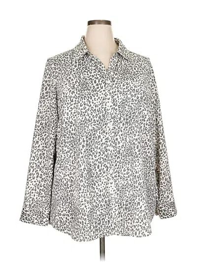 Pre-owned Denim + Company Long Sleeve Blouse In Silver