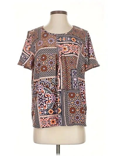 Pre-owned Denim + Company Short Sleeve Blouse In Brown