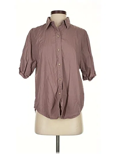 Pre-owned Denim Forum 3/4 Sleeve Button Down Shirt In Brown