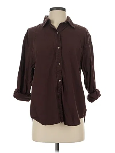 Pre-owned Denim Forum 3/4 Sleeve Button Down Shirt In Brown
