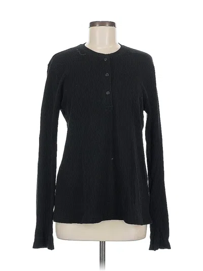 Pre-owned Denim Forum Long Sleeve Henley Shirt In Black