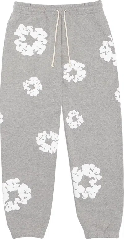 Pre-owned Denim Tears 100% Authentic  Cotton Wreath Sweatpants - Grey/brown/orange In Gray