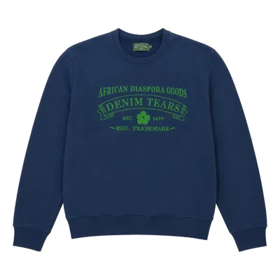 Pre-owned Denim Tears Adg Crewneck 'navy/green' | Blue | Men's Size M