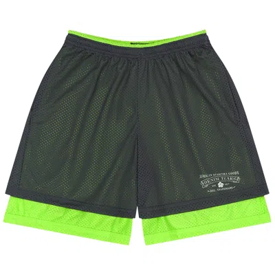 Pre-owned Denim Tears Adg Double Layer Mesh Shorts 'grey/lime' | Men's Size Xl In Gray