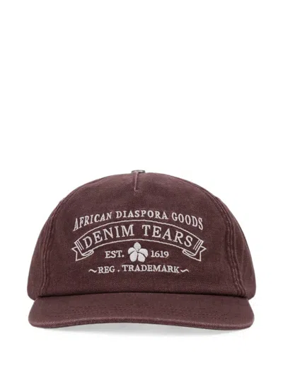Denim Tears Adg Stamp Cap In Brown