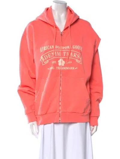 Pre-owned Denim Tears Adg Zip Graphic Print Sweatshirt W/ Tags In Pink