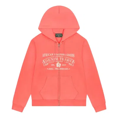 Denim Tears Adg Zip Hoodie 'sea Coral' In Orange