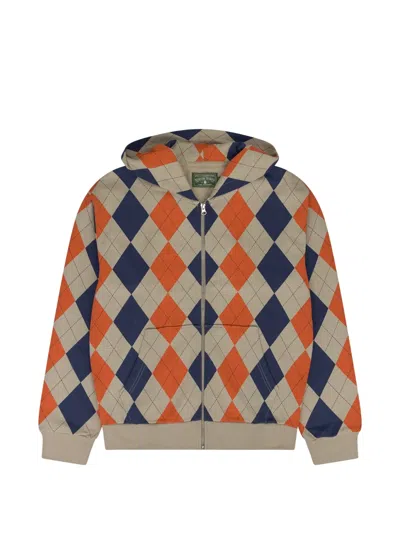Denim Tears Argyle Intarsia Hoodie In Burgundy
