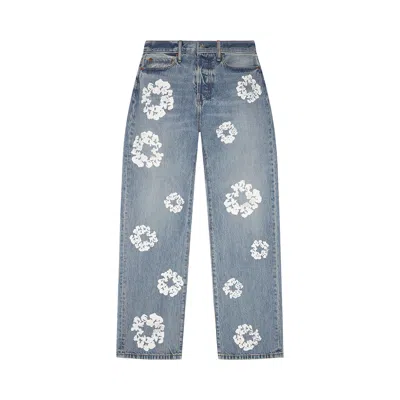 Pre-owned Denim Tears Baggy Cotton Wreath Denim Pant 'light Wash' | Blue | Men's Size 33