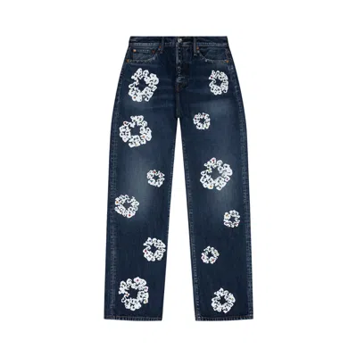 Pre-owned Denim Tears Baggy Rhinestone Cotton Wreath Denim Pant 'dark Wash' | Blue | Men's Size 42