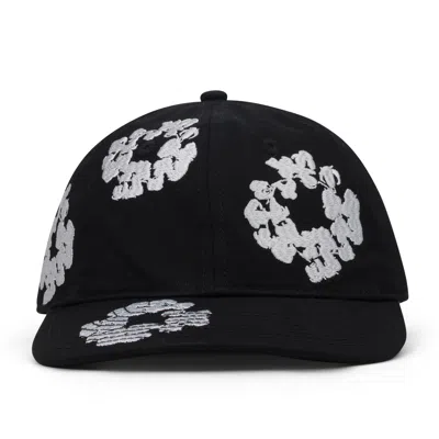 Denim Tears Black Cotton Wreath Fitted Cap In Multi