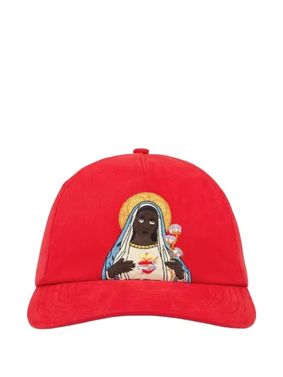 Denim Tears Black Mary Cap In Red
