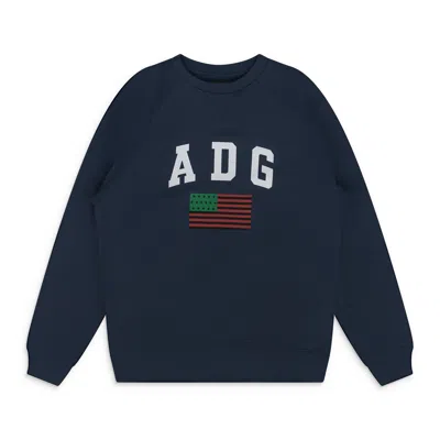 Denim Tears 1619 Logo-print Raglan-sleeve Sweatshirt In Blue