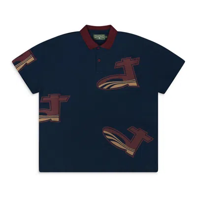 Denim Tears Graphic-print Polo Shirt In Blue