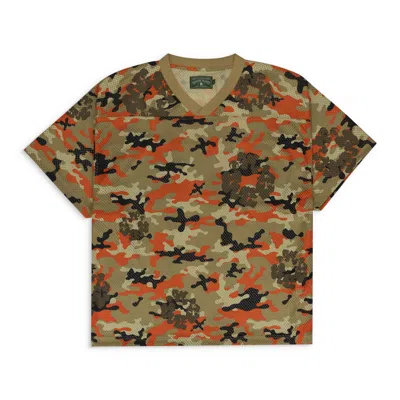 Denim Tears Brown Camo Camo Cotton Wreath Mesh Football Top In Multi