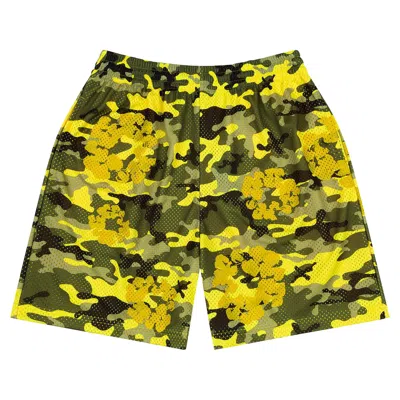 Pre-owned Denim Tears Camo Cotton Wreath Mesh Shorts 'yellow' | Men's Size Xxl
