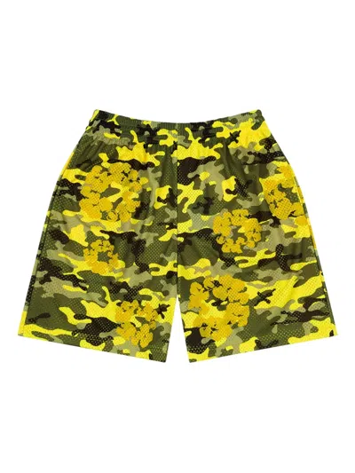 Denim Tears Camouflage Shorts Aus Mesh In Yellow