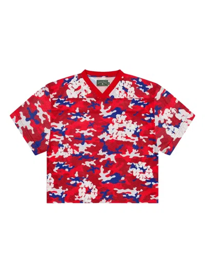 Denim Tears Camouflage T-shirt Aus Mesh In Red