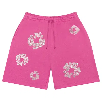 Pre-owned Denim Tears Cashmere Swarovski Cotton Wreath Shorts 'pink' | Men's Size Xl