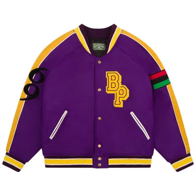 Pre-owned Denim Tears Come Out Fighting Varsity Jacket 'purple' | Men's Size Xl
