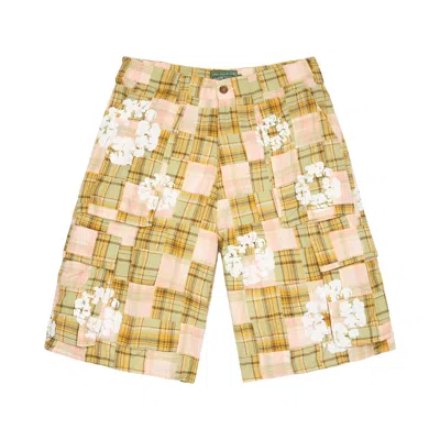 Pre-owned Denim Tears Cotton Wreath Cargo Short Madras 'multicolor' | Multi-color | Men's Size 32