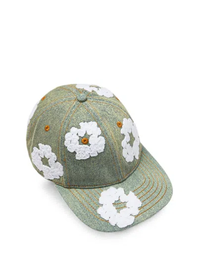 Denim Tears Cotton Wreath Denim Cap In Green