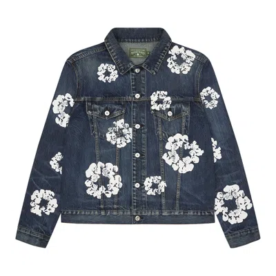 Pre-owned Denim Tears Cotton Wreath Denim Jacket 'dark Wash' | Blue | Men's Size S
