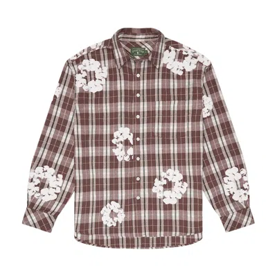 Pre-owned Denim Tears Cotton Wreath Flannel Shirt 'brown Plaid' | Men's Size S