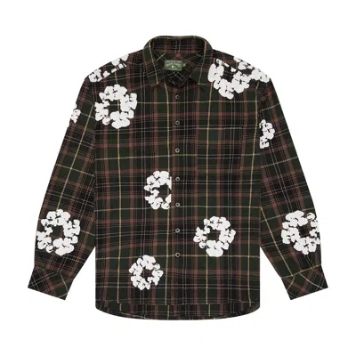 Pre-owned Denim Tears Cotton Wreath Flannel Shirt Plaid 'green' | Men's Size Xl