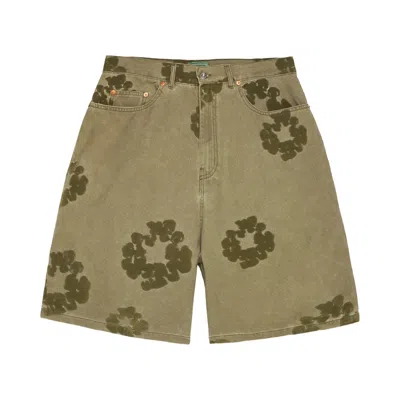 Pre-owned Denim Tears Cotton Wreath Flocked Short 'khaki' | Tan | Men's Size 34 In Brown