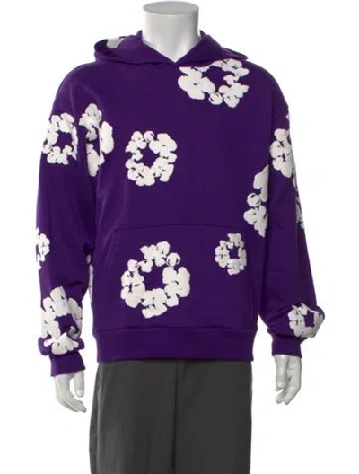 Pre-owned Denim Tears Cotton Wreath Floral Print Hoodie In Purple