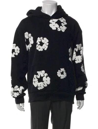 Pre-owned Denim Tears Cotton Wreath Graphic Print Hoodie In Black