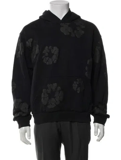 Pre-owned Denim Tears Cotton Wreath Graphic Print Hoodie In Black