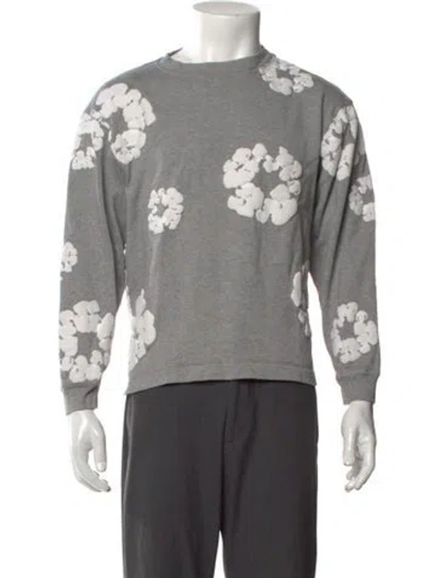 Pre-owned Denim Tears Cotton Wreath Graphic Print Sweatshirt In Gray
