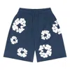 Denim Tears Cotton Wreath Logo Shorts 'navy White' In Blue