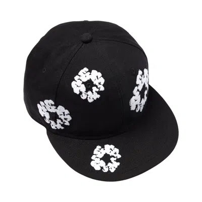 Pre-owned Denim Tears Cotton Wreath New Era 59fifty Canvas Fitted Cap 'black' | Men's Size 7