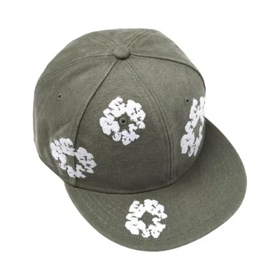 Pre-owned Denim Tears Cotton Wreath New Era 59fifty Canvas Fitted Cap 'olive' | Green | Men's Size 7